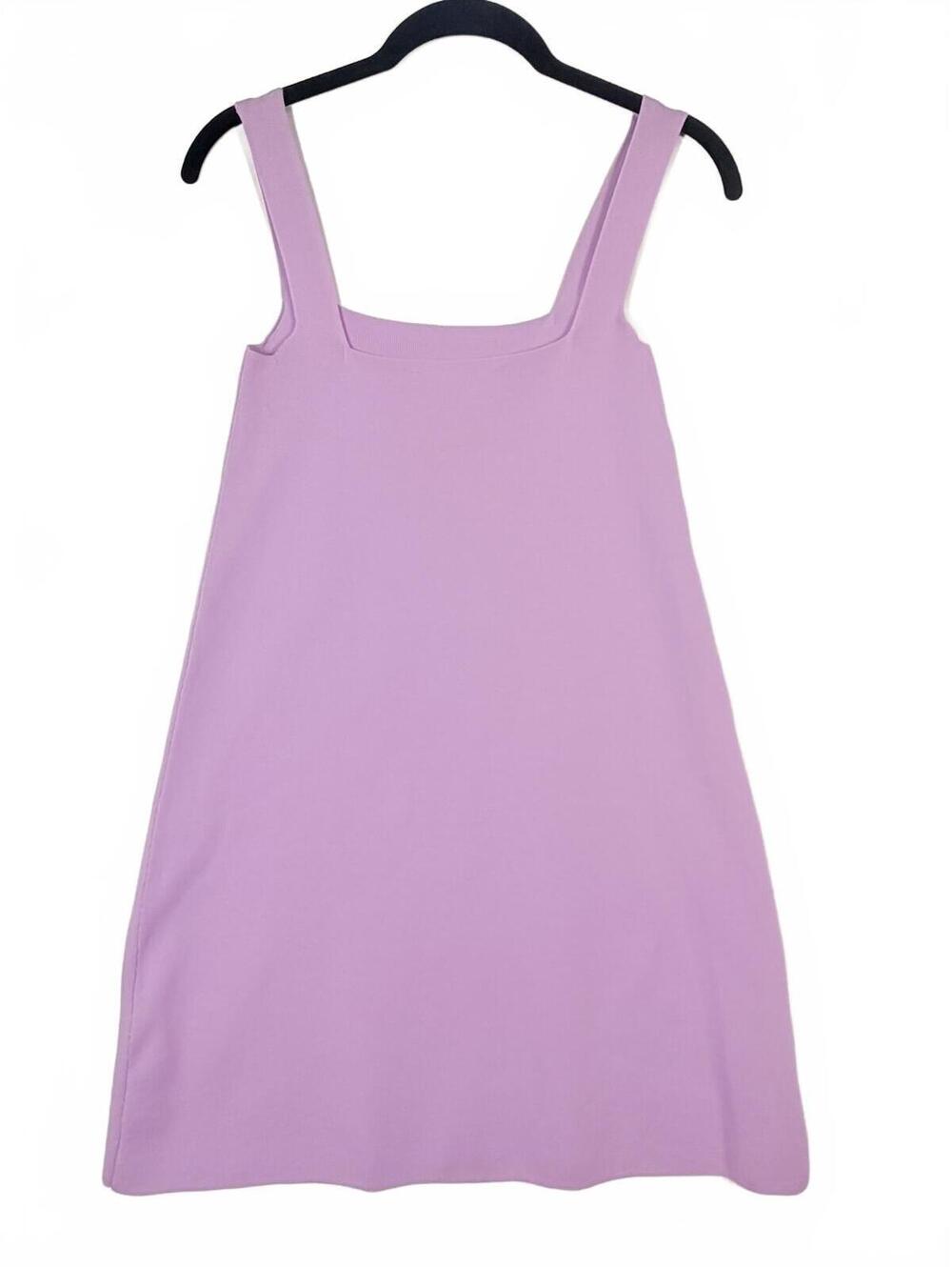 New Zara Lilac Purple Knit Square Neck Sleeveless Mod Shift Mini Dress Size XS